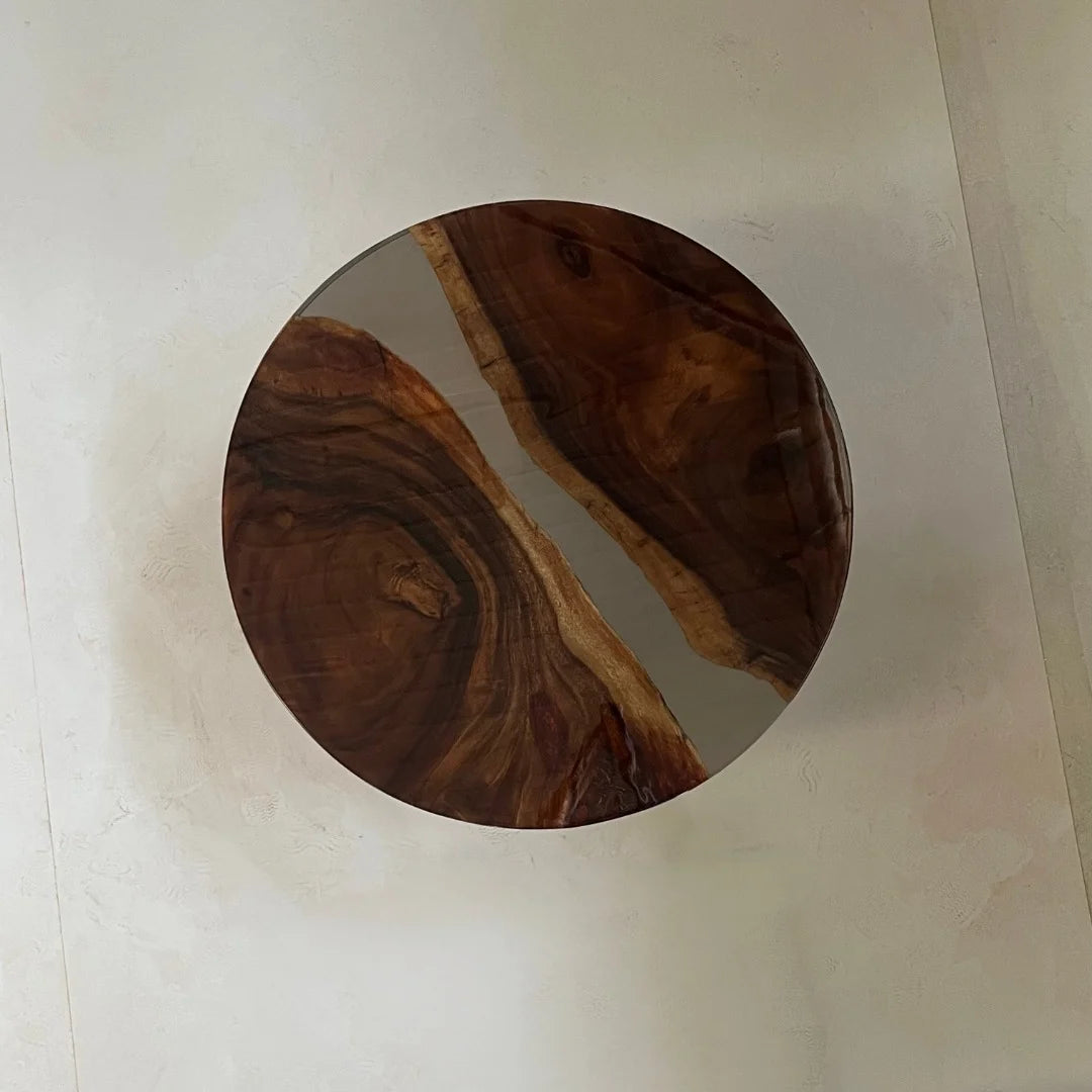 Aurora In Stock 39" x 39" x 2" Luxury South American Walnut Round Epoxy Table ATD0068 (Minor Imperfection)