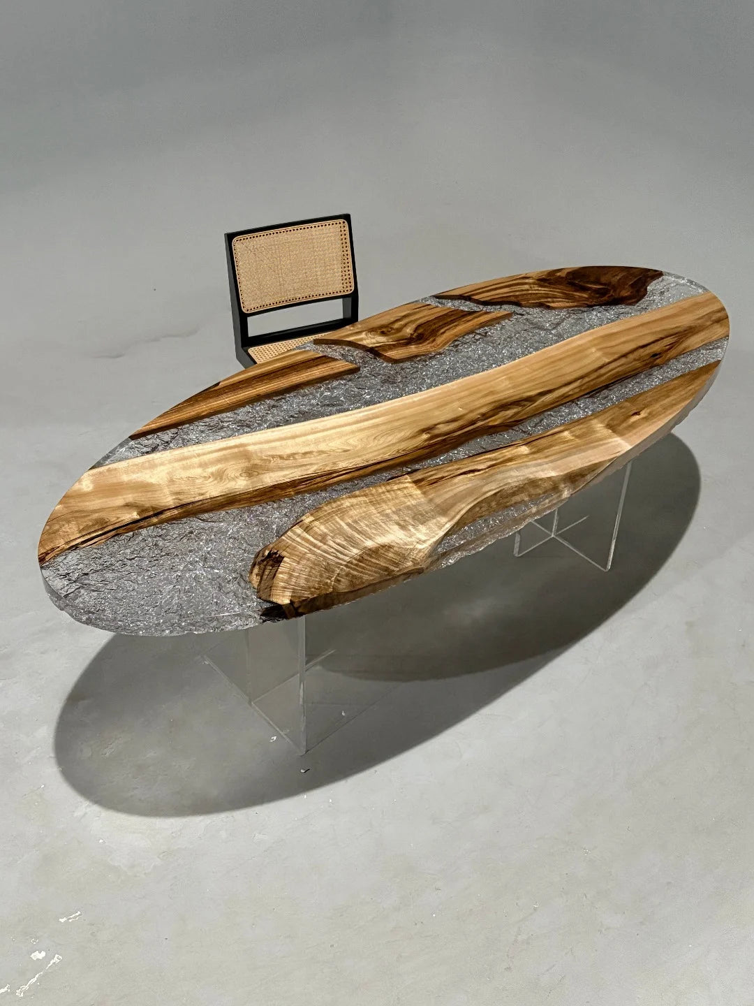 Aurora In Stock 39" x 94" x 2.5" Luxury Golden Camphor Wood Epoxy Live Edge Table ATD0095 (Minor Imperfection)