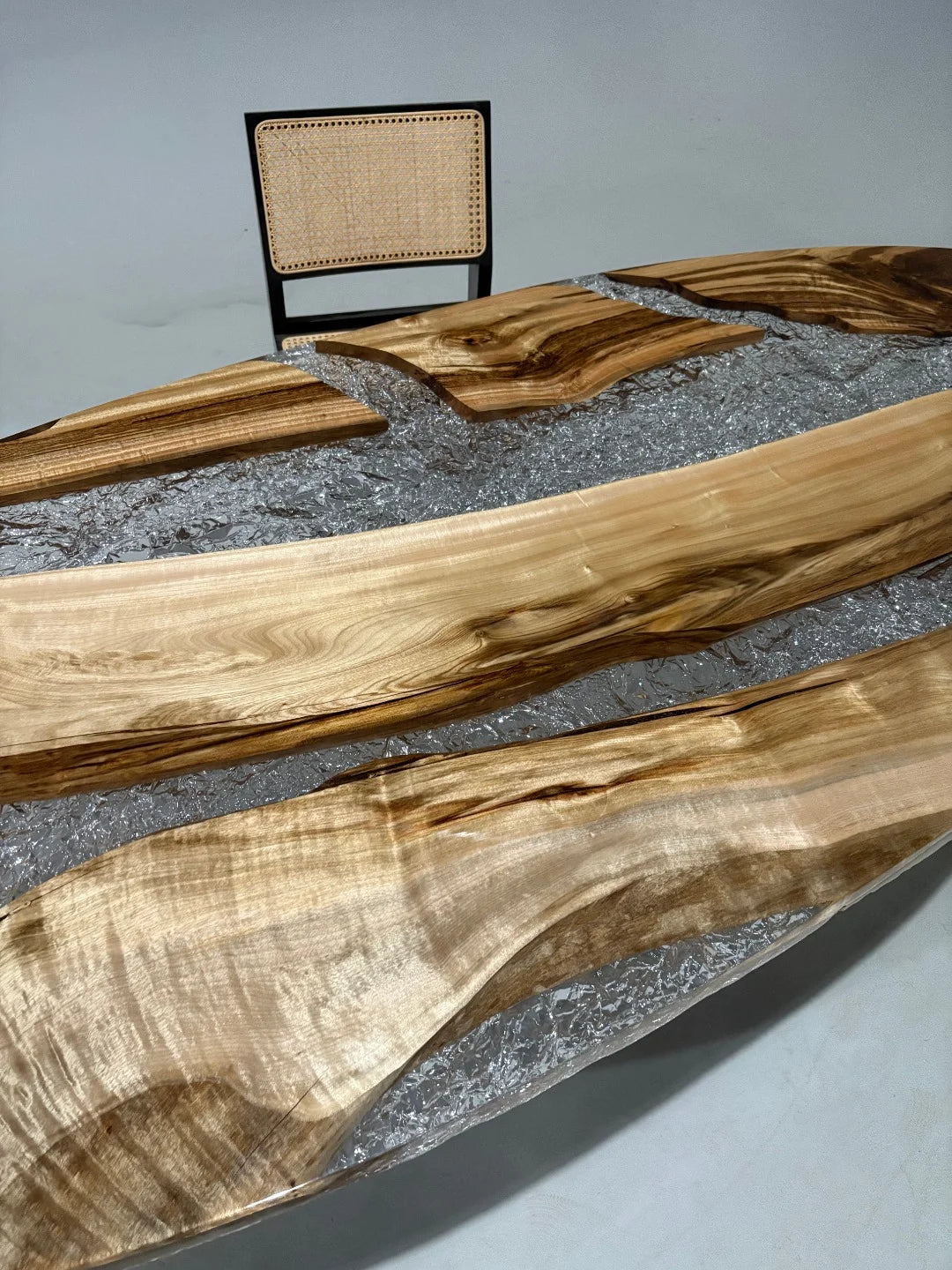 Aurora In Stock 39" x 94" x 2.5" Luxury Golden Camphor Wood Epoxy Live Edge Table ATD0095 (Minor Imperfection)