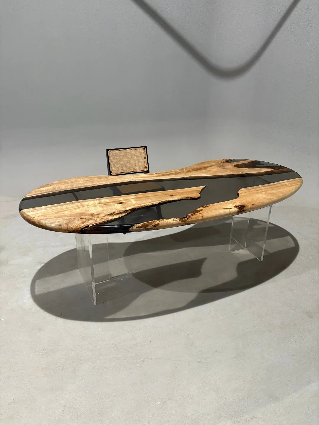 Aurora In Stock 39" x 94" x 2.5" Luxury Golden Camphor Wood Epoxy Live Edge Table ATD0096 (Minor Imperfection)
