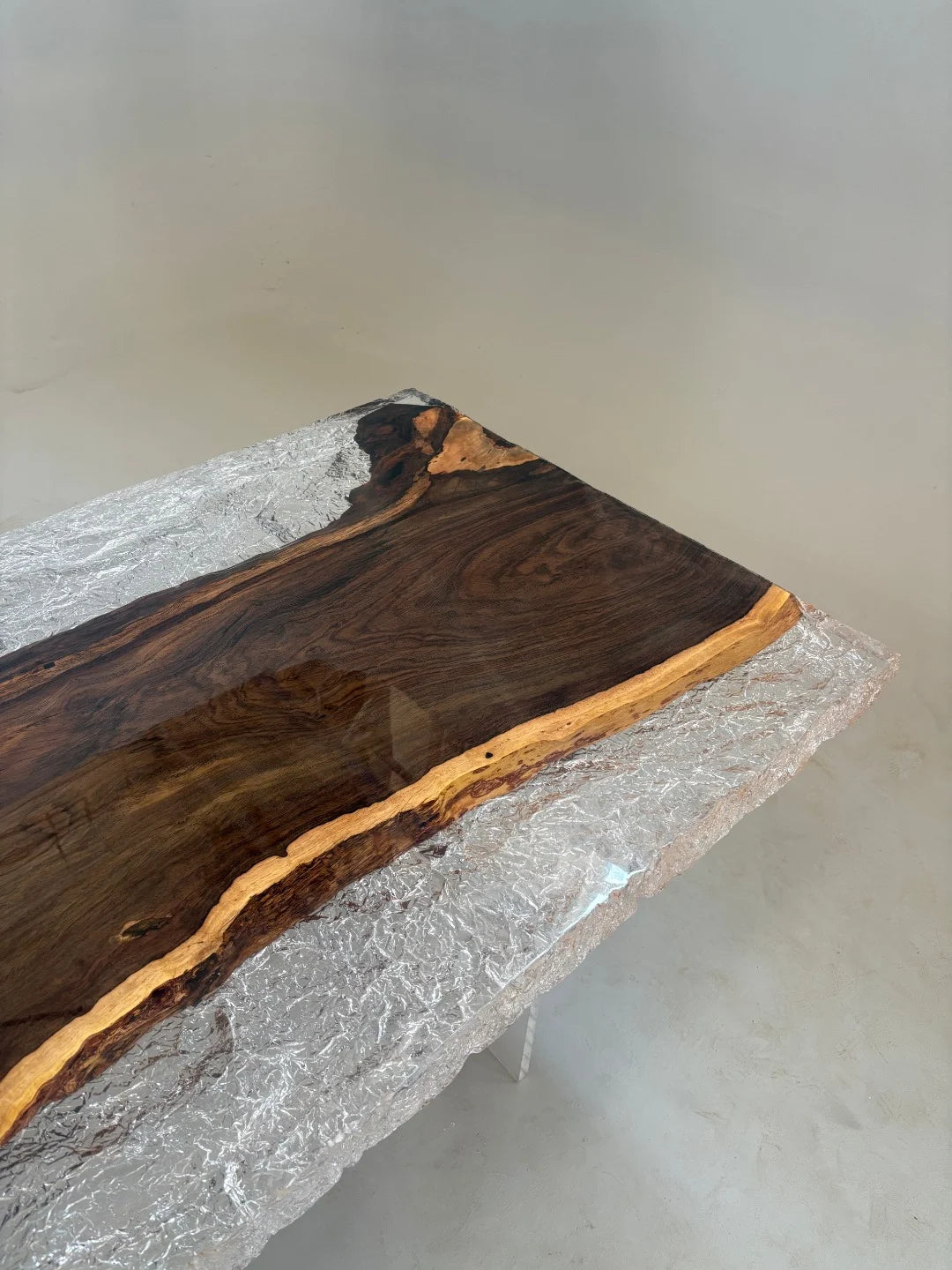 Aurora In Stock 35" x 79" x 2.5" Luxury African Ebony Epoxy Live Edge Table ATD0099