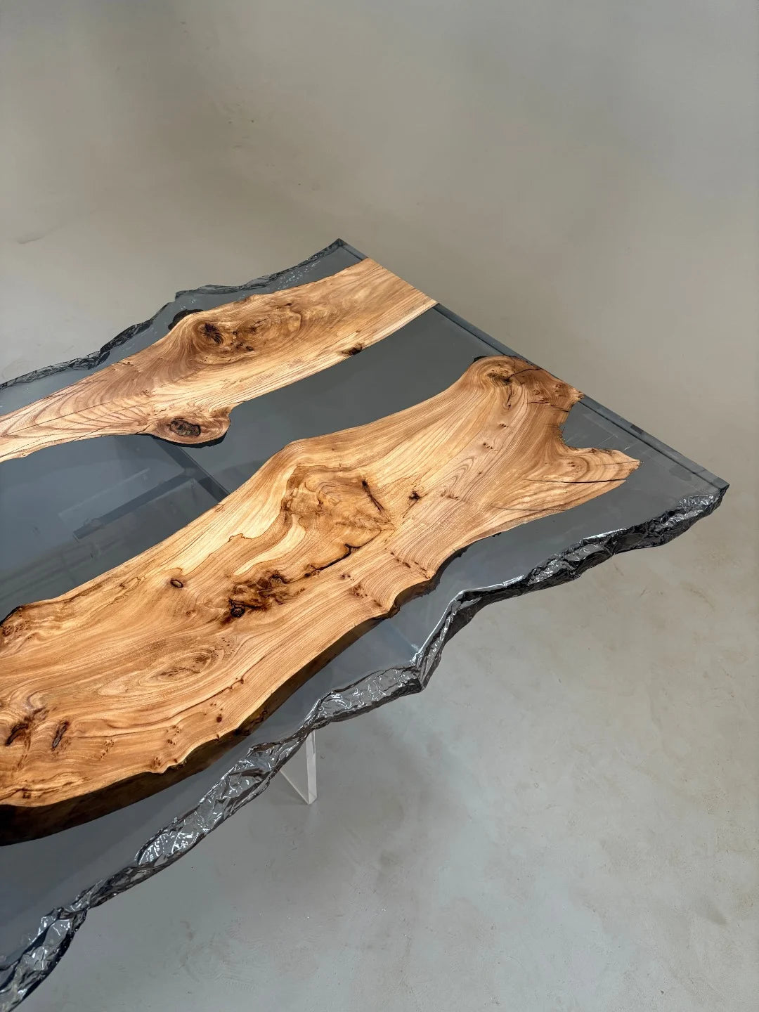 Aurora In Stock 31" x 87" x 2" Luxury Icelandic Elm Epoxy Live Edge Table ATD0101