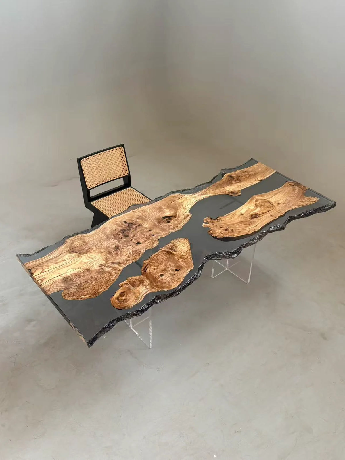 Aurora In Stock 31" x 87" x 2" Luxury Icelandic Elm Epoxy Live Edge Table ATD0101