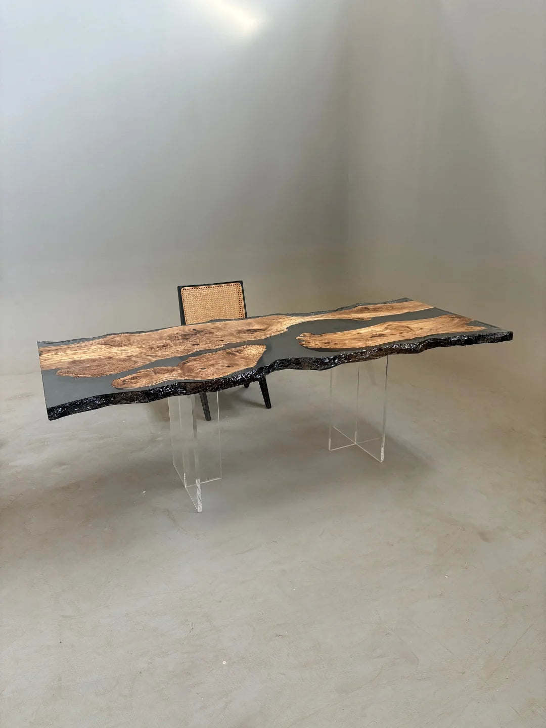 Aurora In Stock 31" x 87" x 2" Luxury Icelandic Elm Epoxy Live Edge Table ATD0101