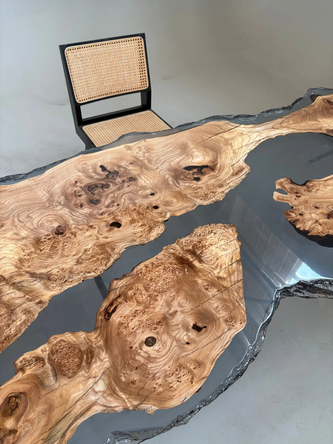 Aurora In Stock 31" x 87" x 2" Luxury Icelandic Elm Epoxy Live Edge Table ATD0101