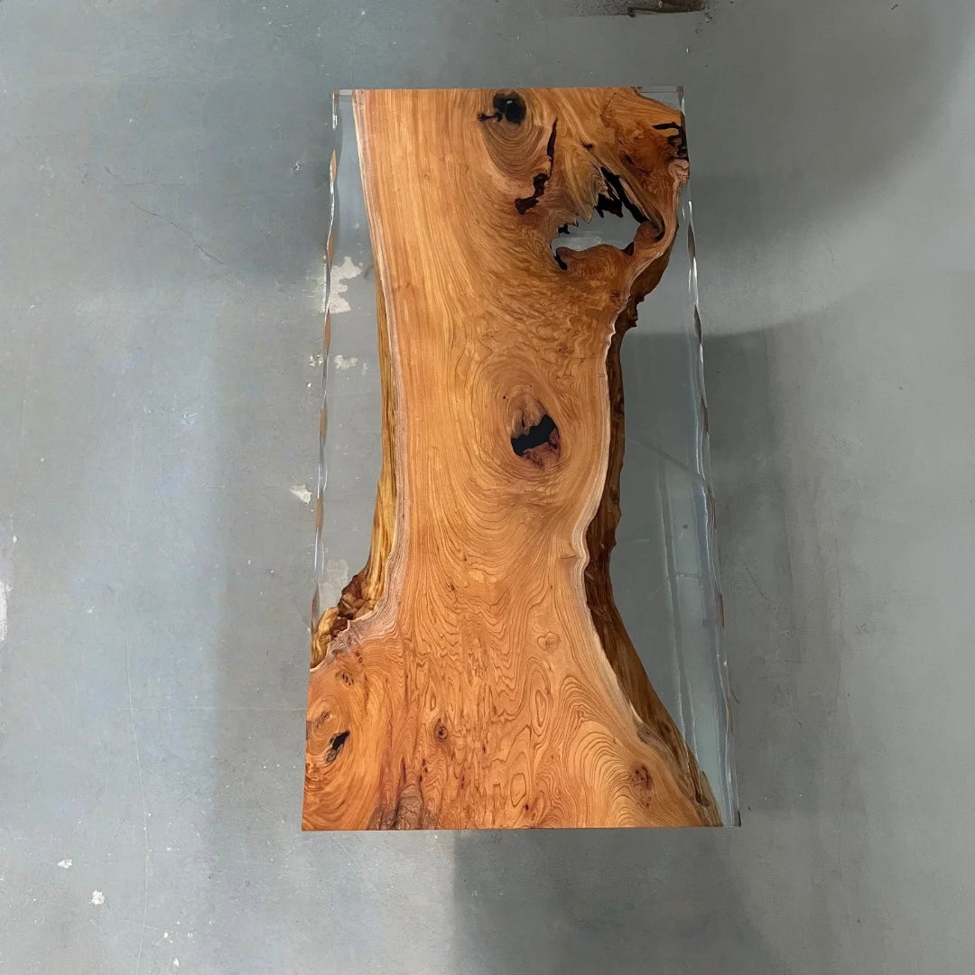 Aurora In Stock 42" x 84" x 2" Luxury Japanese Beech Epoxy River Table ATD0102