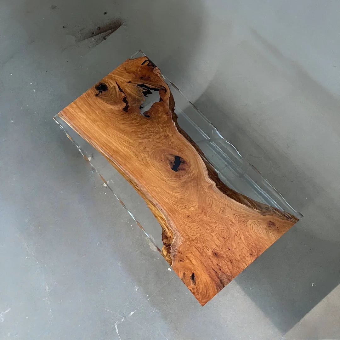 Aurora In Stock 42" x 84" x 2" Luxury Japanese Beech Epoxy River Table ATD0102