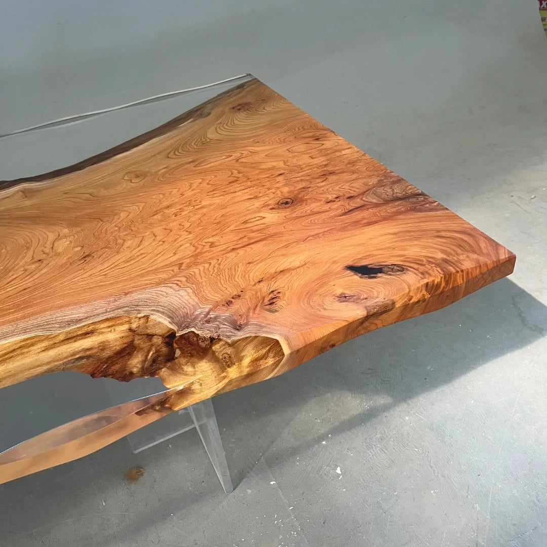 Aurora In Stock 42" x 84" x 2" Luxury Japanese Beech Epoxy River Table ATD0102