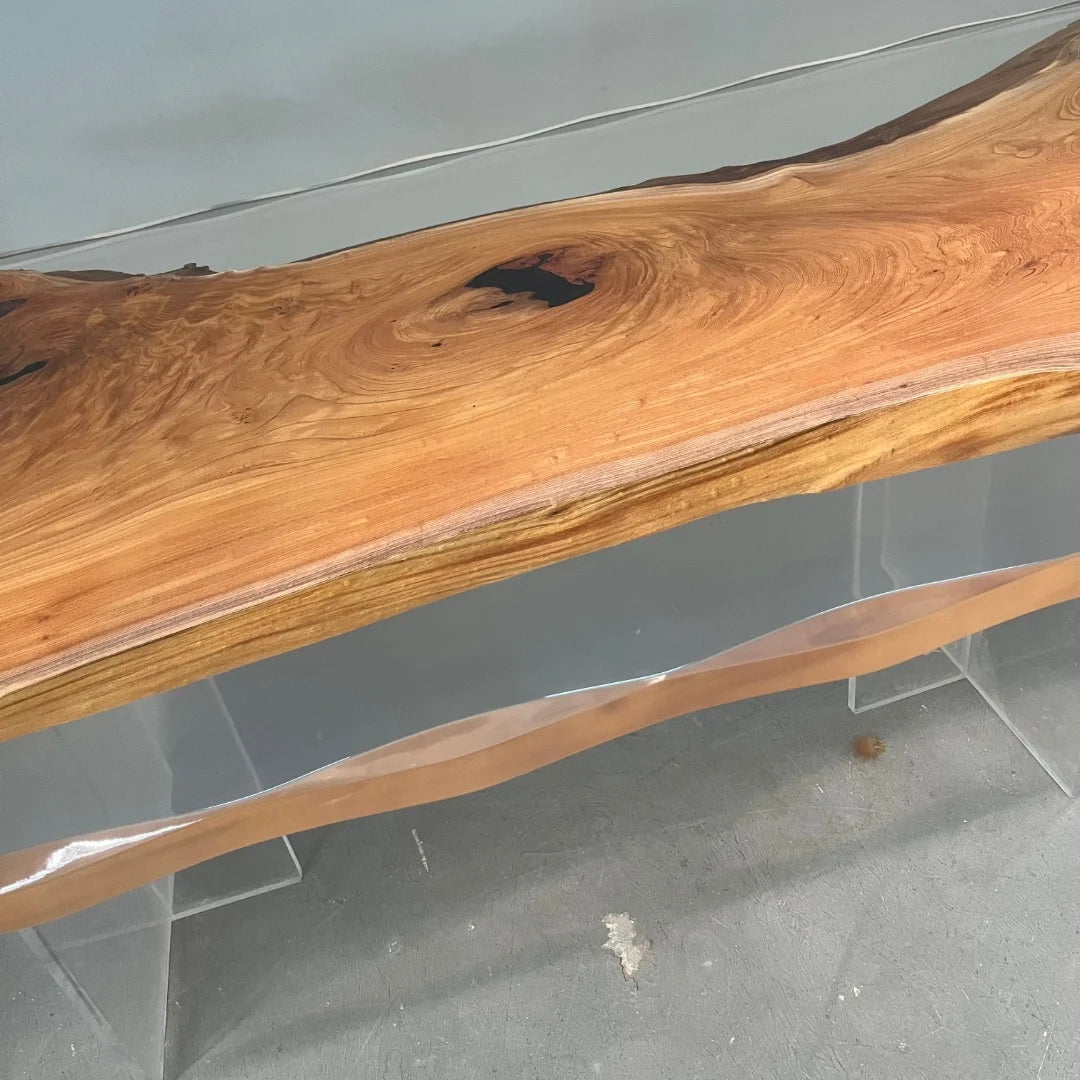 Aurora In Stock 42" x 84" x 2" Luxury Japanese Beech Epoxy River Table ATD0102