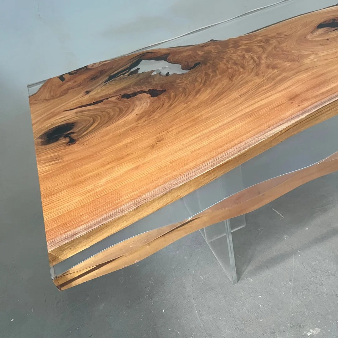 Aurora In Stock 42" x 84" x 2" Luxury Japanese Beech Epoxy River Table ATD0102