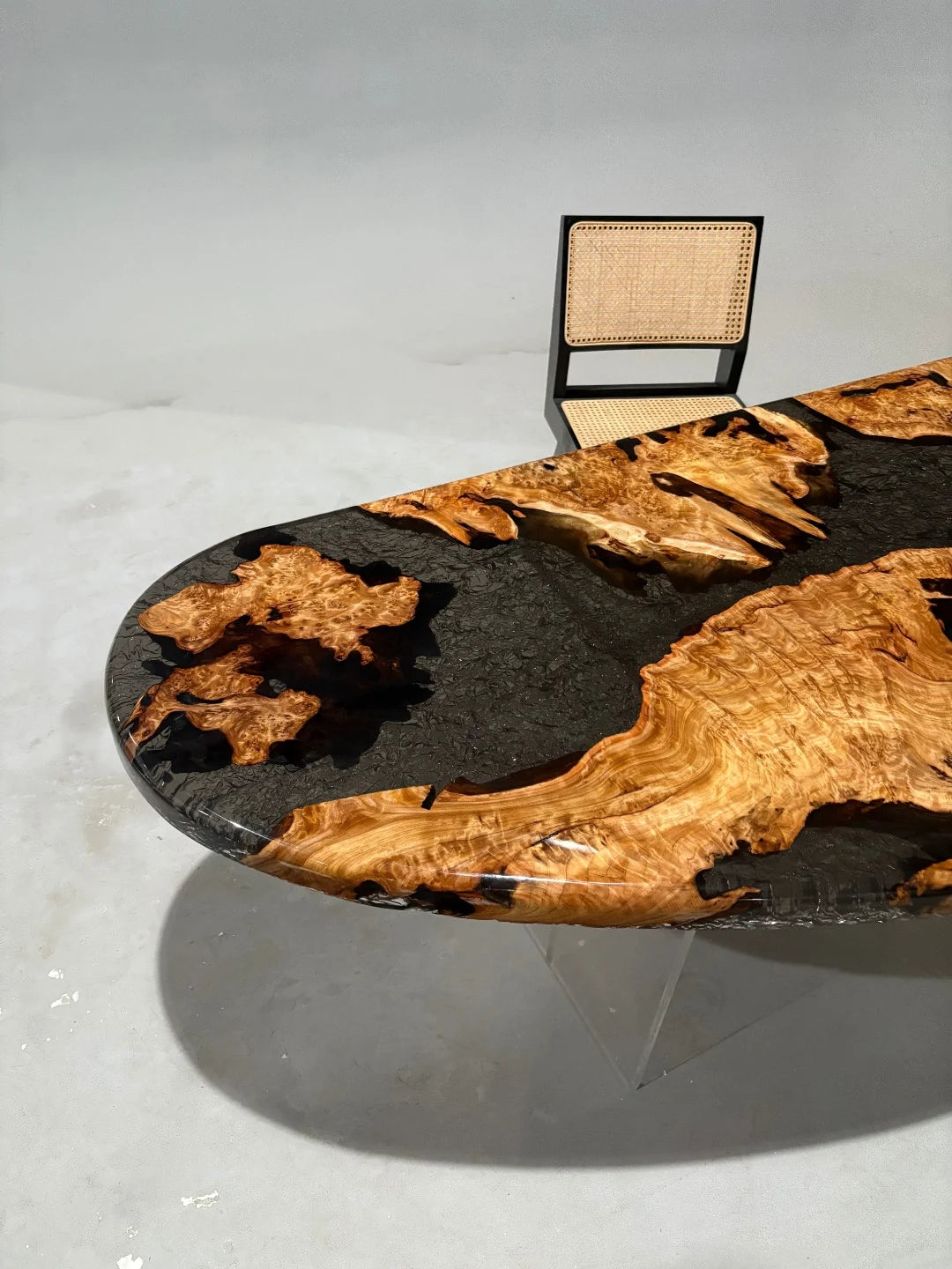 Aurora In Stock 39" x 94" x 2.5" Luxury Cedar Burl Epoxy Live Edge Table ATD0103