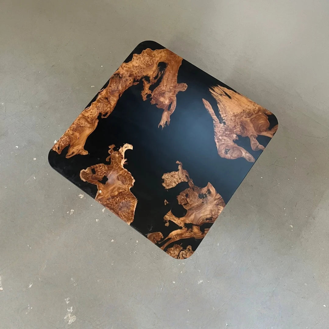Aurora In Stock 43" x 43" x 1.5" Luxury Cedar Burl Round Epoxy Table ATD0105