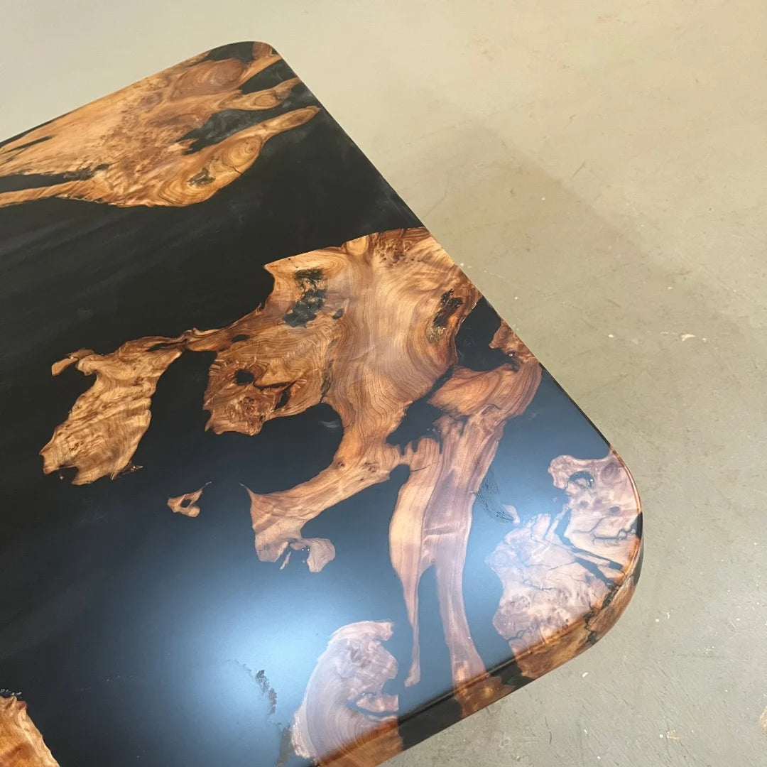 Aurora In Stock 43" x 43" x 1.5" Luxury Cedar Burl Round Epoxy Table ATD0105