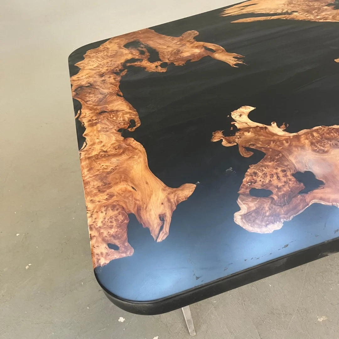 Aurora In Stock 43" x 43" x 1.5" Luxury Cedar Burl Round Epoxy Table ATD0105