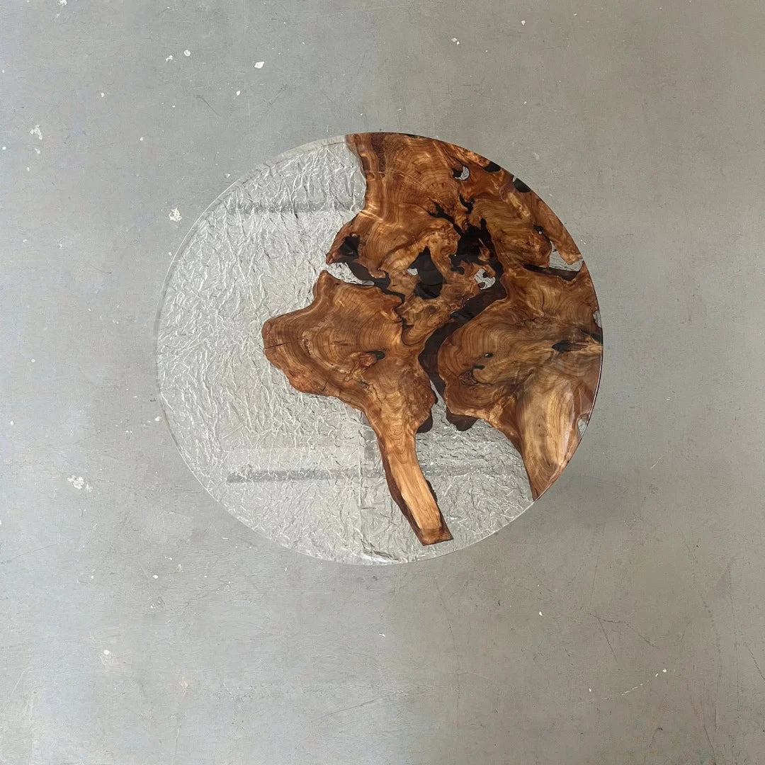 Aurora In Stock 31" x 31" x 2" Luxury Cedar Burl Round Epoxy Table ATD0106