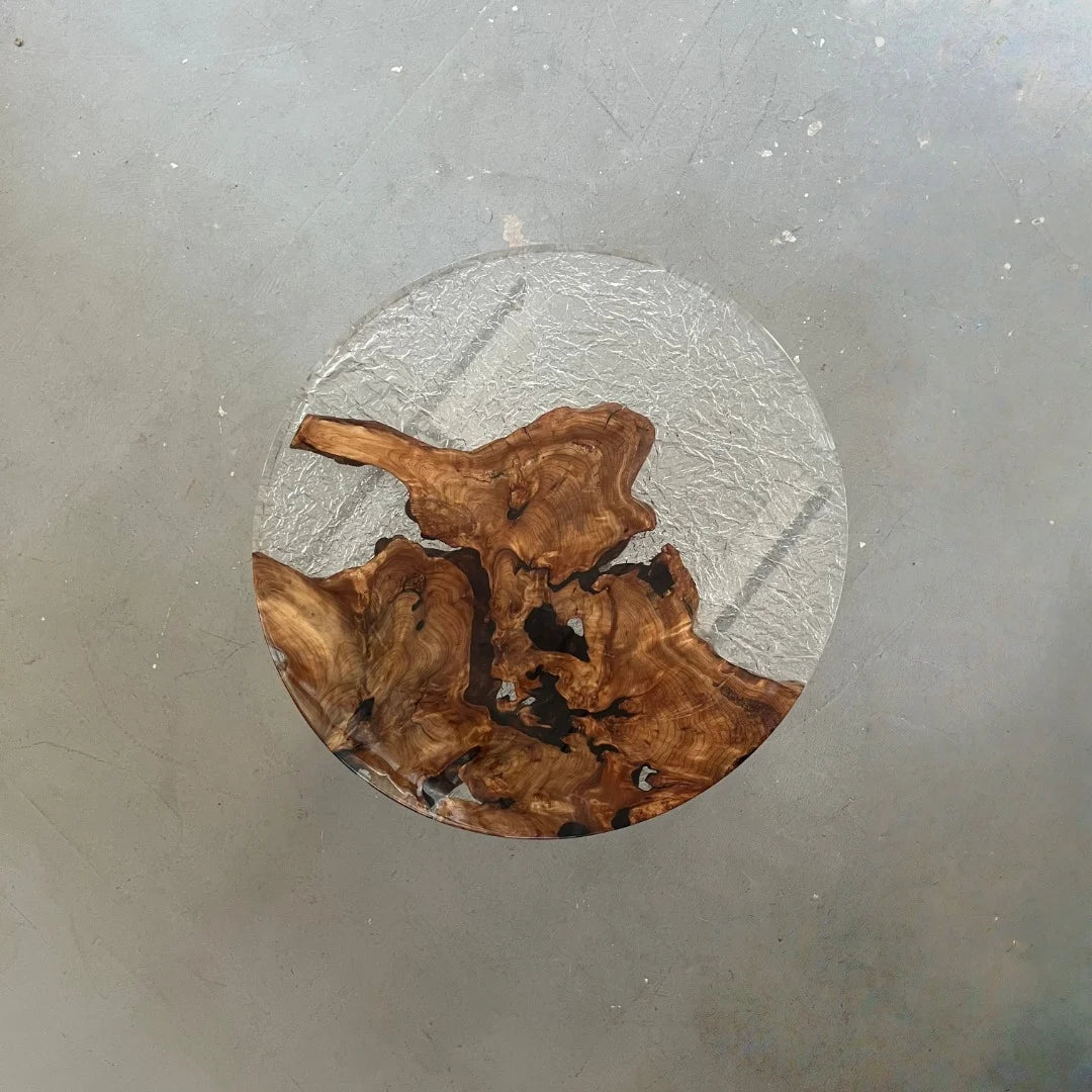 Aurora In Stock 31" x 31" x 2" Luxury Cedar Burl Round Epoxy Table ATD0106