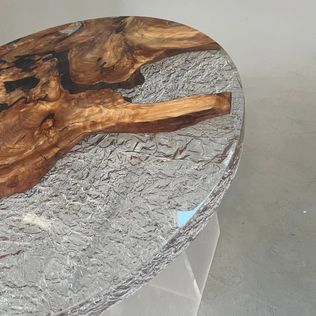 Aurora In Stock 31" x 31" x 2" Luxury Cedar Burl Round Epoxy Table ATD0106