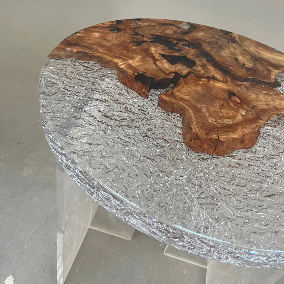 Aurora In Stock 31" x 31" x 2" Luxury Cedar Burl Round Epoxy Table ATD0106