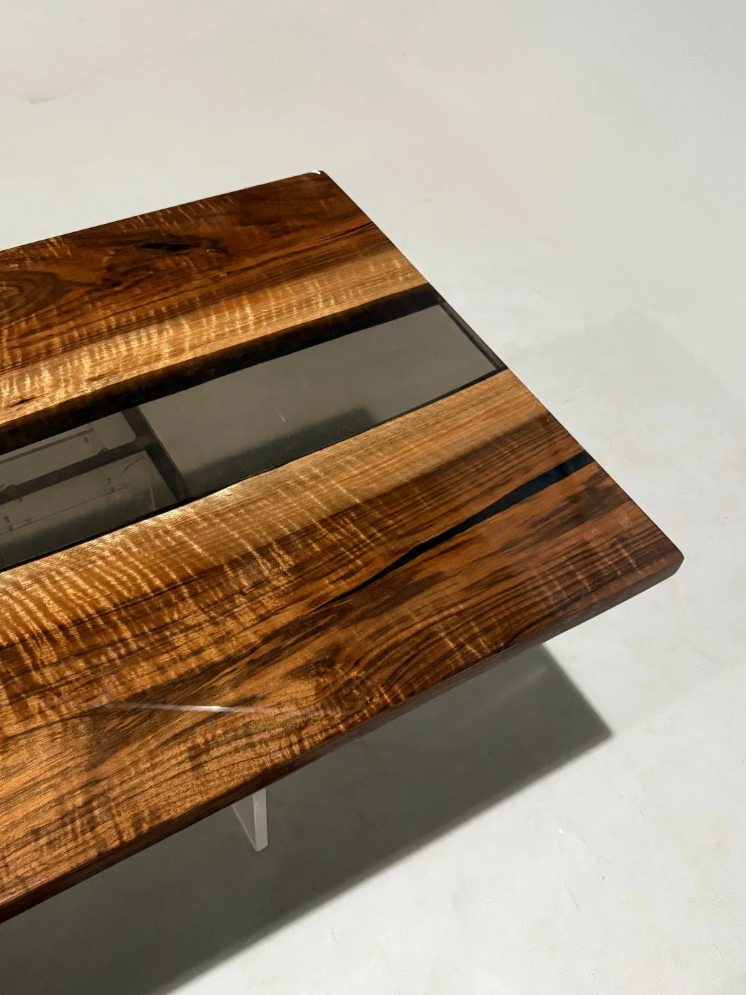 Aurora In Stock 31" x 79" x 1.5" Luxury Asian Black Walnut Epoxy River Table ATD0107