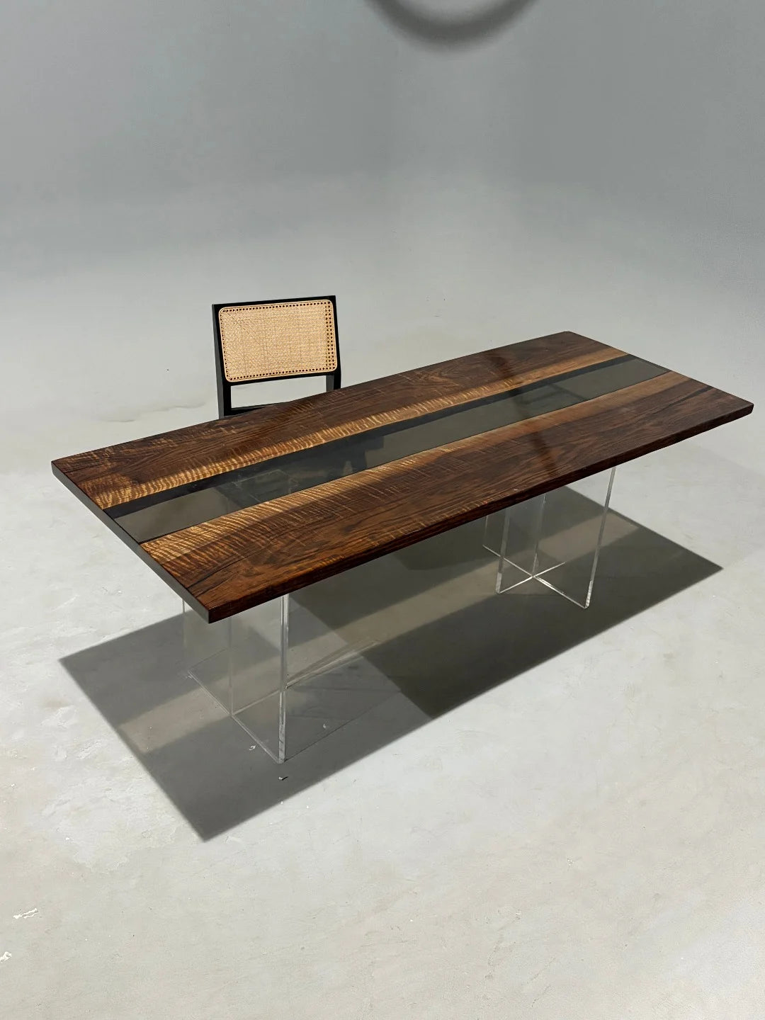 Aurora In Stock 31" x 79" x 1.5" Luxury Asian Black Walnut Epoxy River Table ATD0107