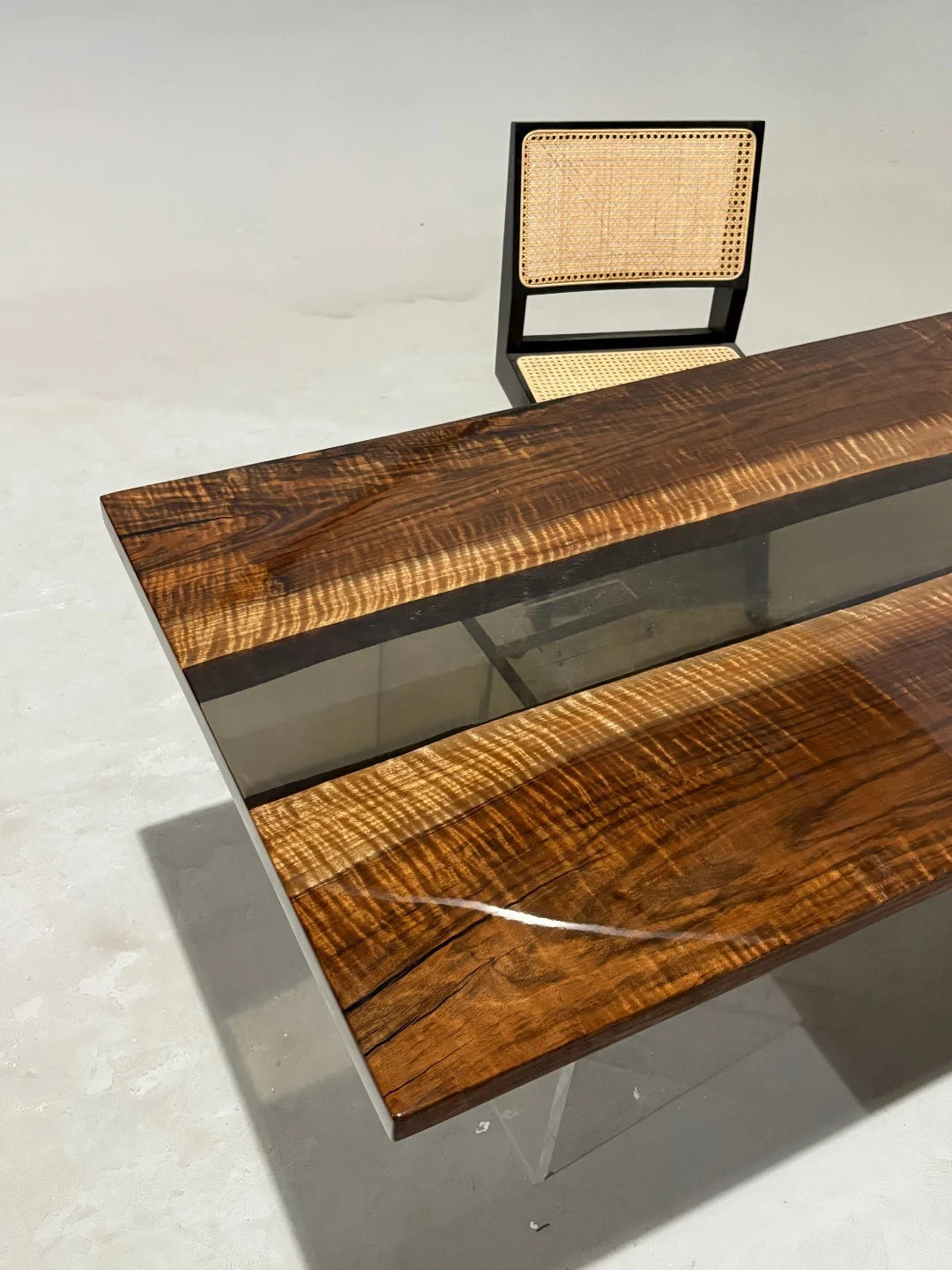 Aurora In Stock 31" x 79" x 1.5" Luxury Asian Black Walnut Epoxy River Table ATD0107