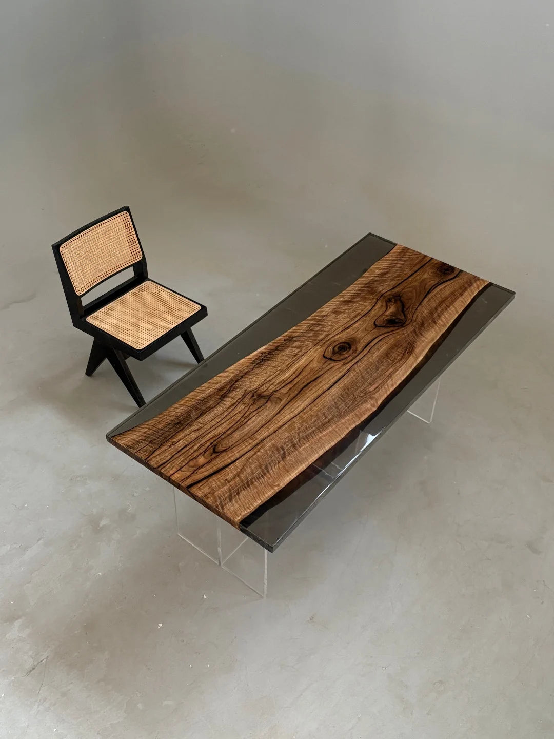 Aurora In Stock 31" x 71" x 1.5" Luxury Asian Black Walnut Epoxy Live Edge Table ATD0108 (Minor Imperfection)