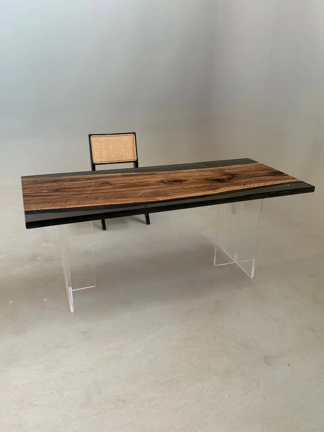 Aurora In Stock 31" x 71" x 1.5" Luxury Asian Black Walnut Epoxy Live Edge Table ATD0108 (Minor Imperfection)
