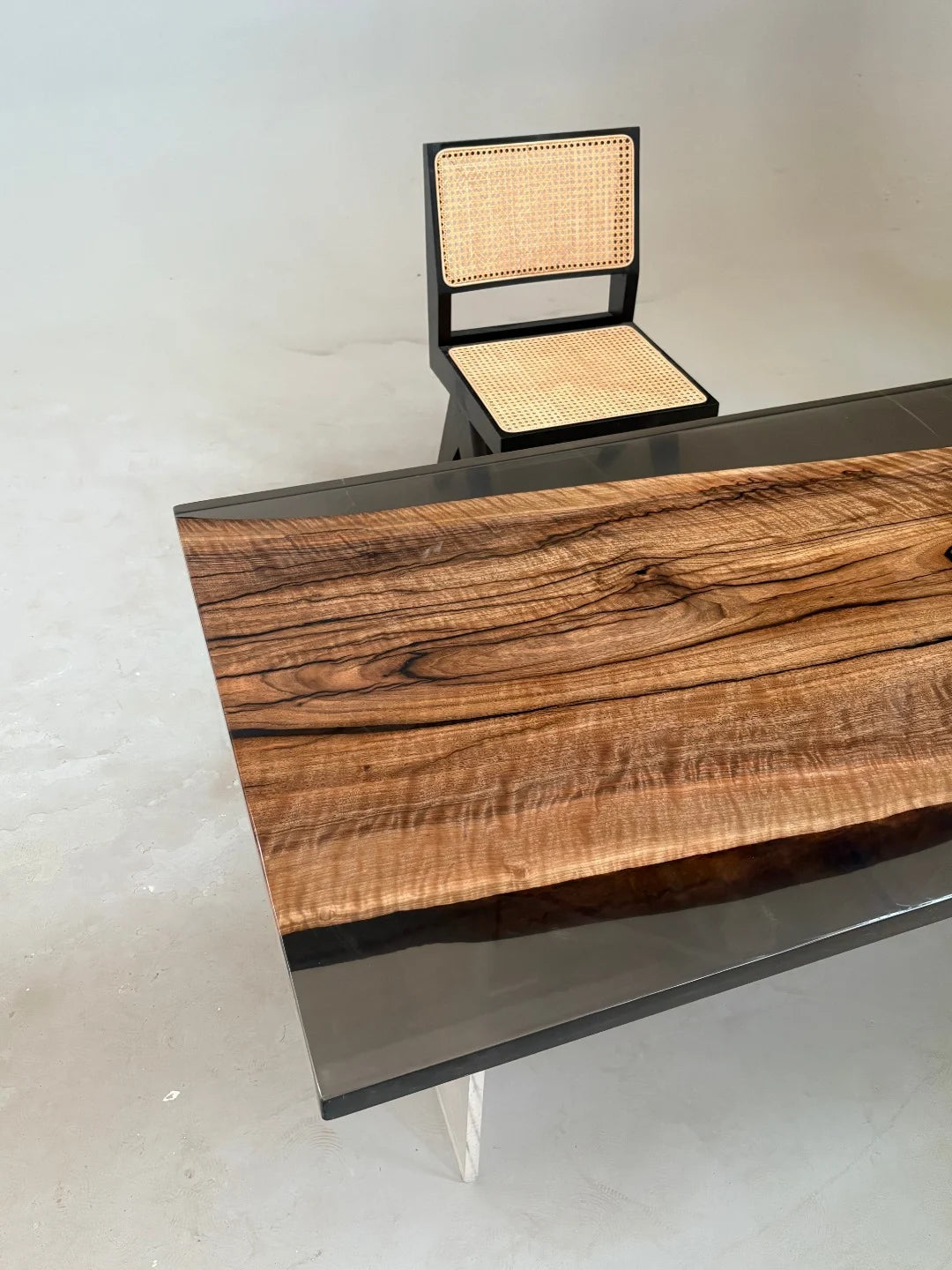 Aurora In Stock 31" x 71" x 1.5" Luxury Asian Black Walnut Epoxy Live Edge Table ATD0108 (Minor Imperfection)