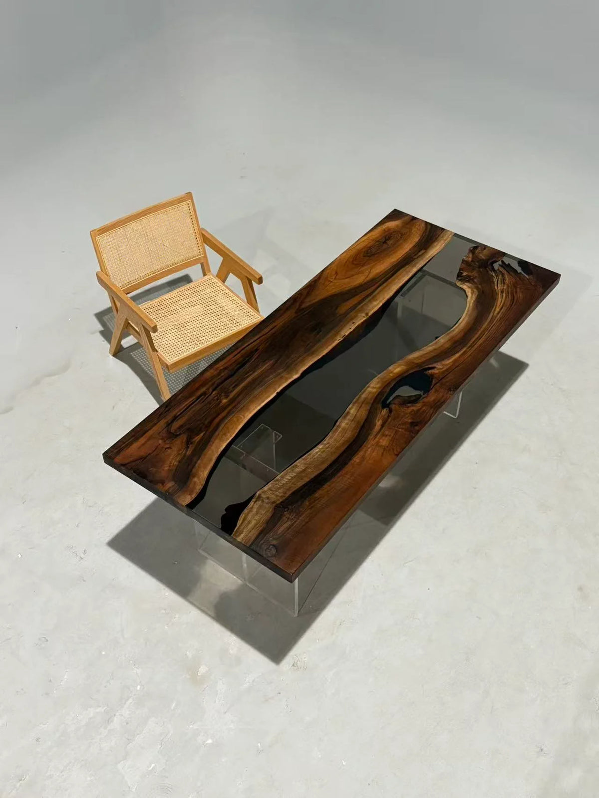 Aurora In Stock 31" x 71" x 2" Luxury Asian Black Walnut Epoxy River Table ATD0109
