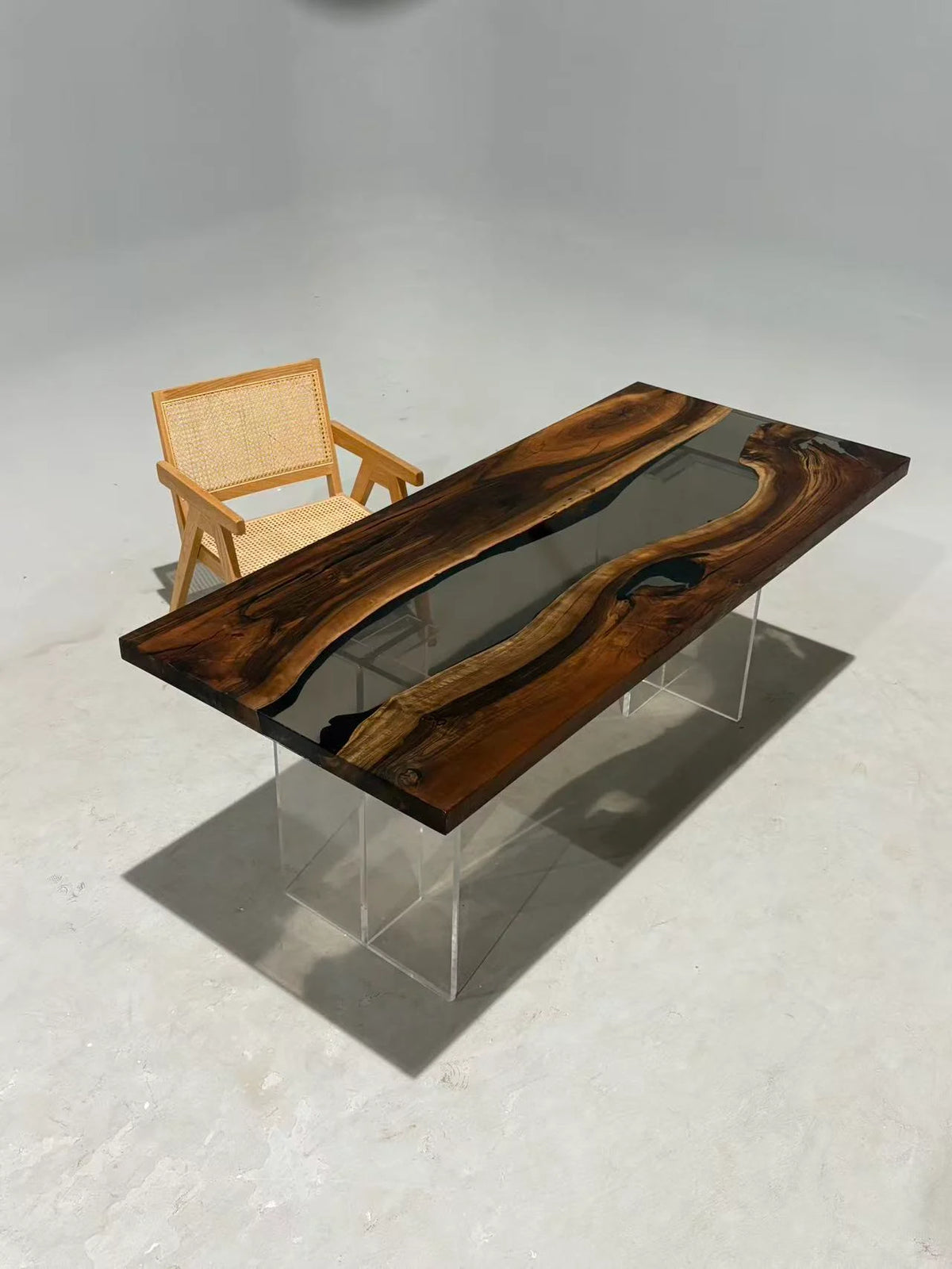 Aurora In Stock 31" x 71" x 2" Luxury Asian Black Walnut Epoxy River Table ATD0109