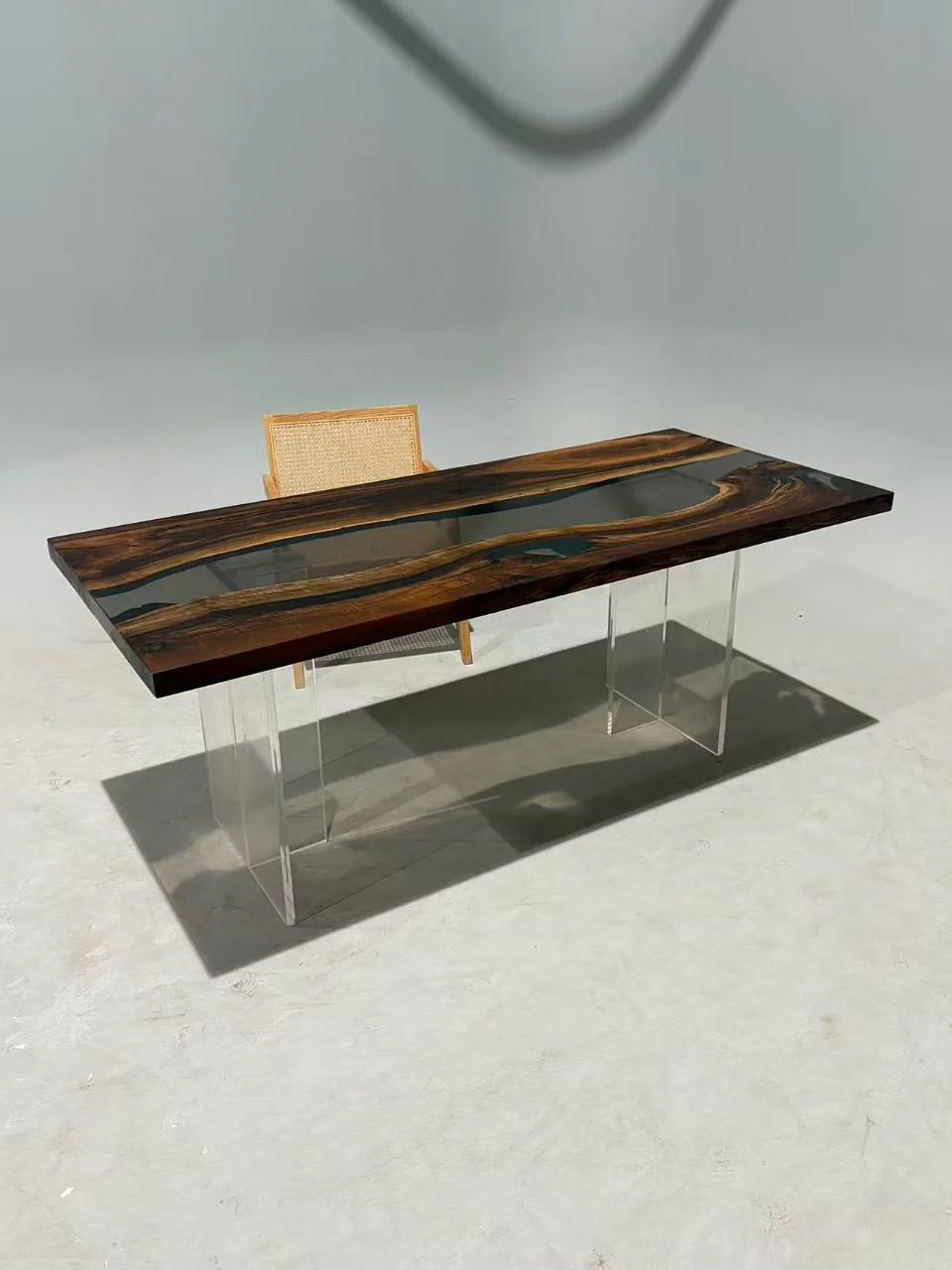 Aurora In Stock 31" x 71" x 2" Luxury Asian Black Walnut Epoxy River Table ATD0109