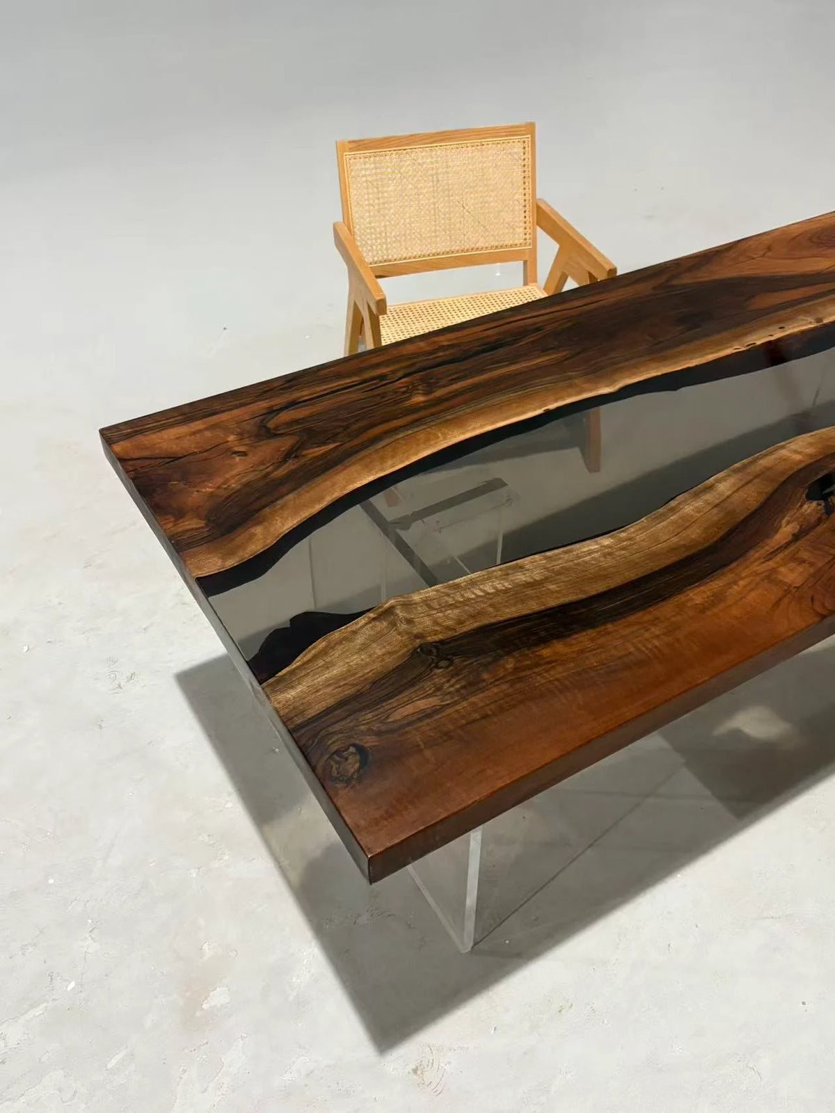 Aurora In Stock 31" x 71" x 2" Luxury Asian Black Walnut Epoxy River Table ATD0109
