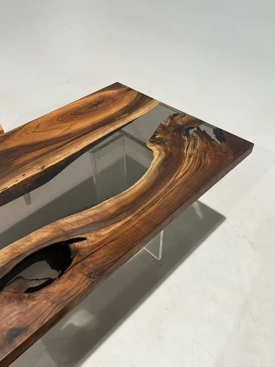 Aurora In Stock 31" x 71" x 2" Luxury Asian Black Walnut Epoxy River Table ATD0109