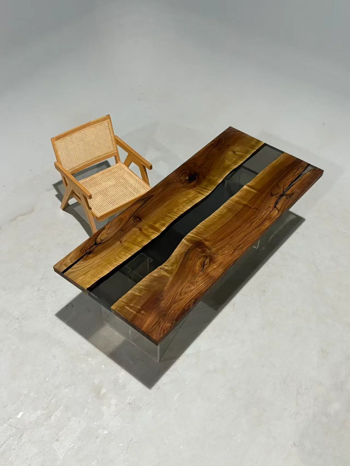 Aurora In Stock 31" x 71" x 2" Luxury Asian Black Walnut Epoxy River Table ATD0110