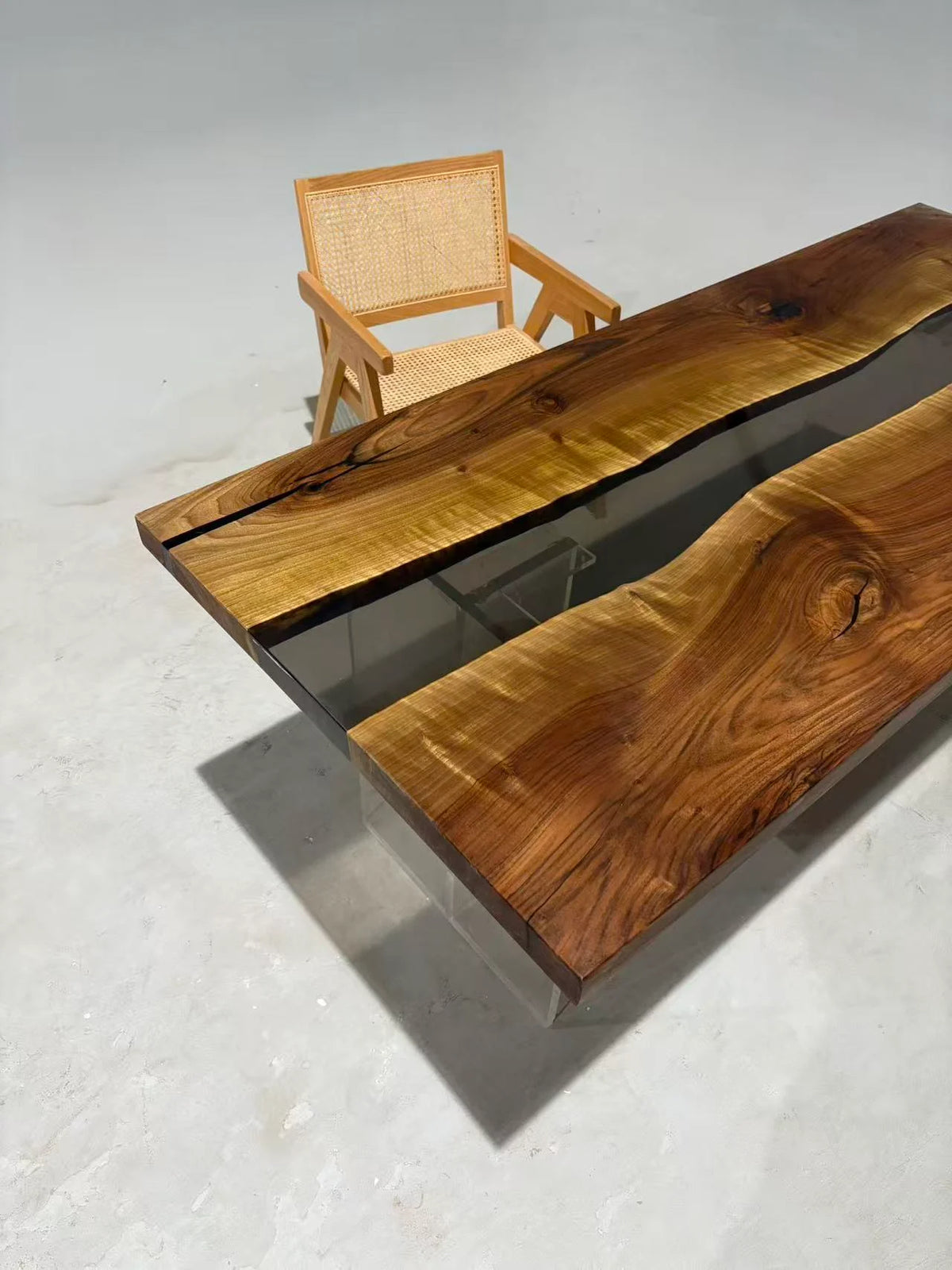 Aurora In Stock 31" x 71" x 2" Luxury Asian Black Walnut Epoxy River Table ATD0110