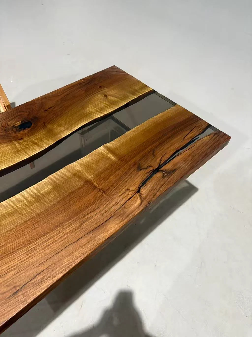 Aurora In Stock 31" x 71" x 2" Luxury Asian Black Walnut Epoxy River Table ATD0110