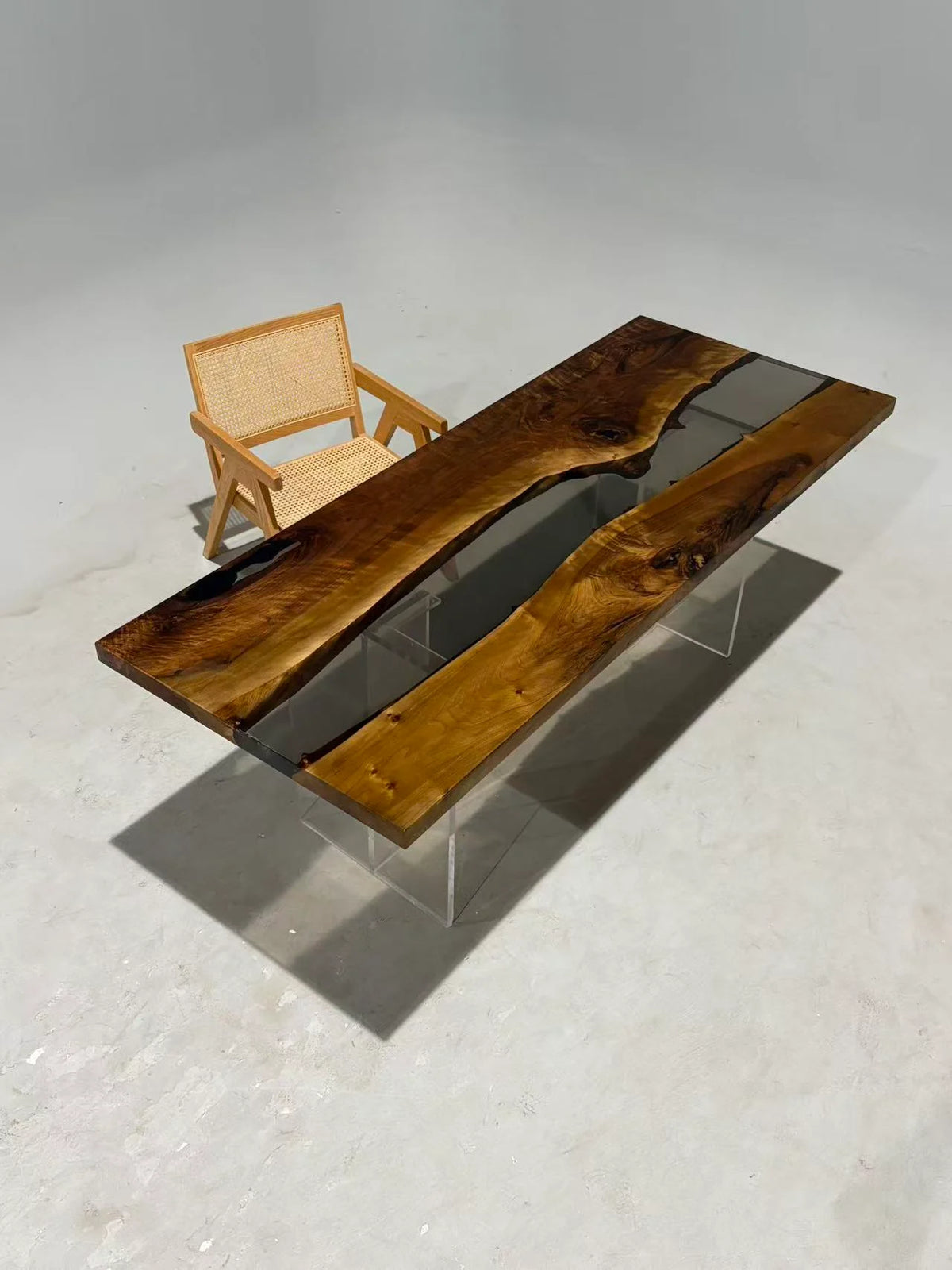 Aurora In Stock 31" x 79" x 2" Luxury Asian Black Walnut Epoxy River Table ATD0111