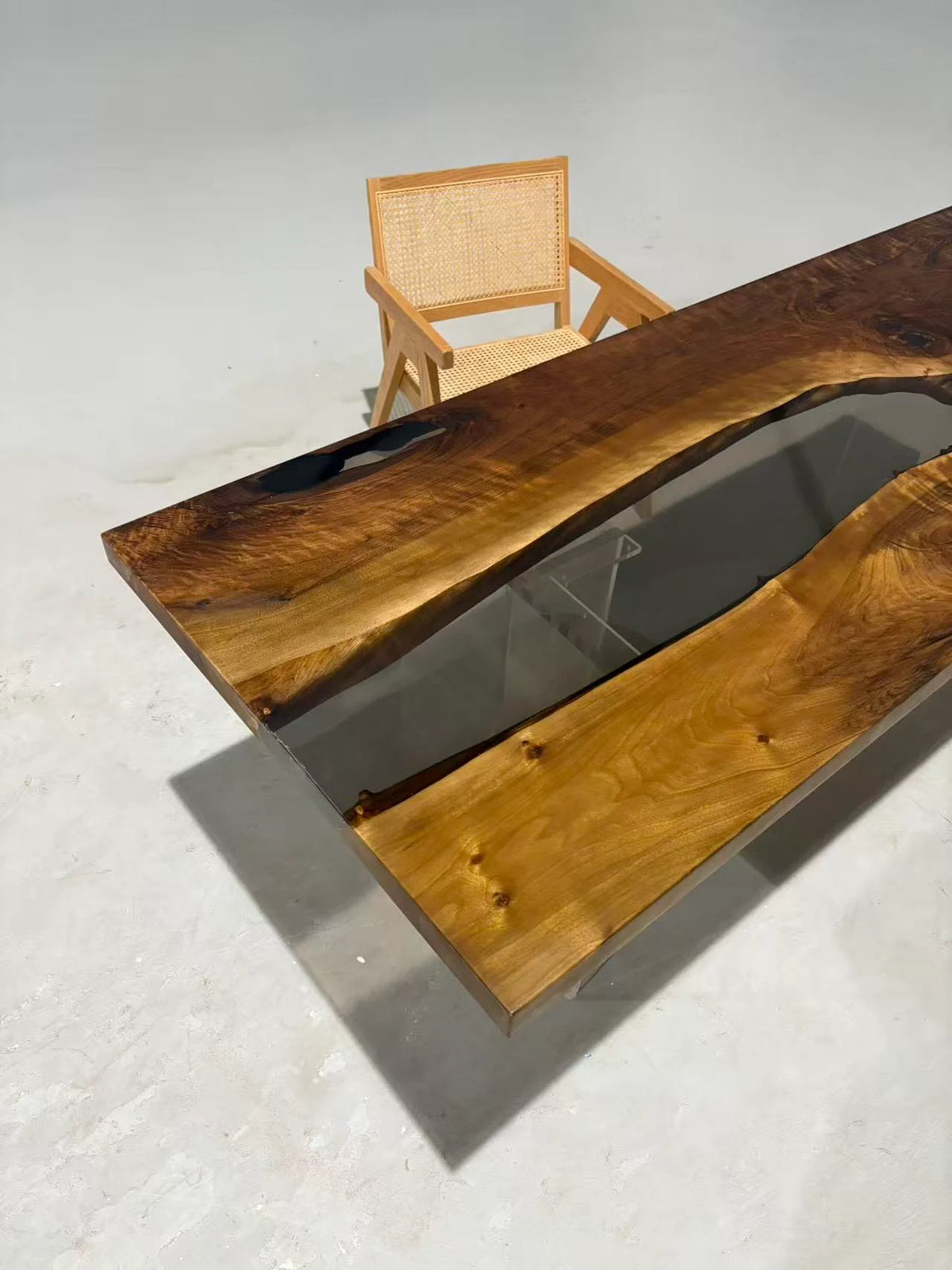 Aurora In Stock 31" x 79" x 2" Luxury Asian Black Walnut Epoxy River Table ATD0111