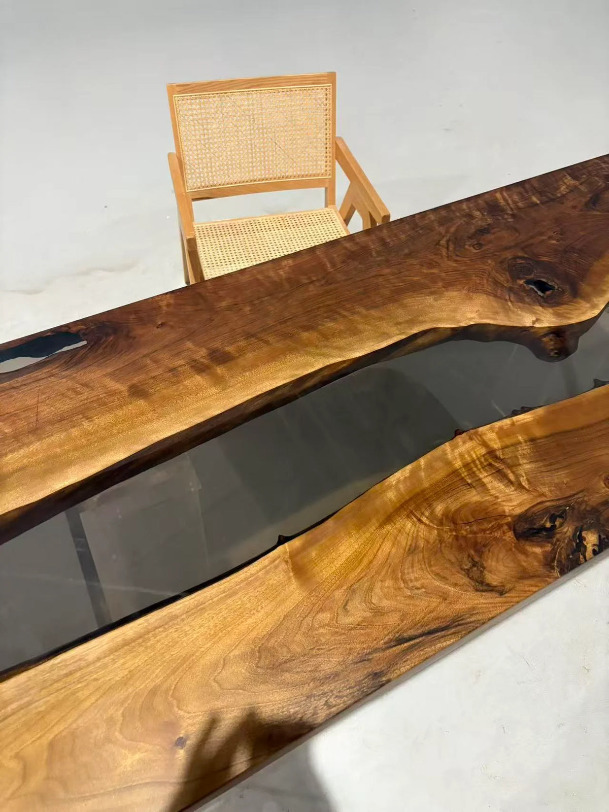 Aurora In Stock 31" x 79" x 2" Luxury Asian Black Walnut Epoxy River Table ATD0111