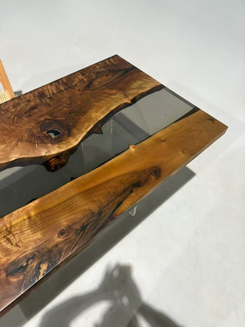 Aurora In Stock 31" x 79" x 2" Luxury Asian Black Walnut Epoxy River Table ATD0111