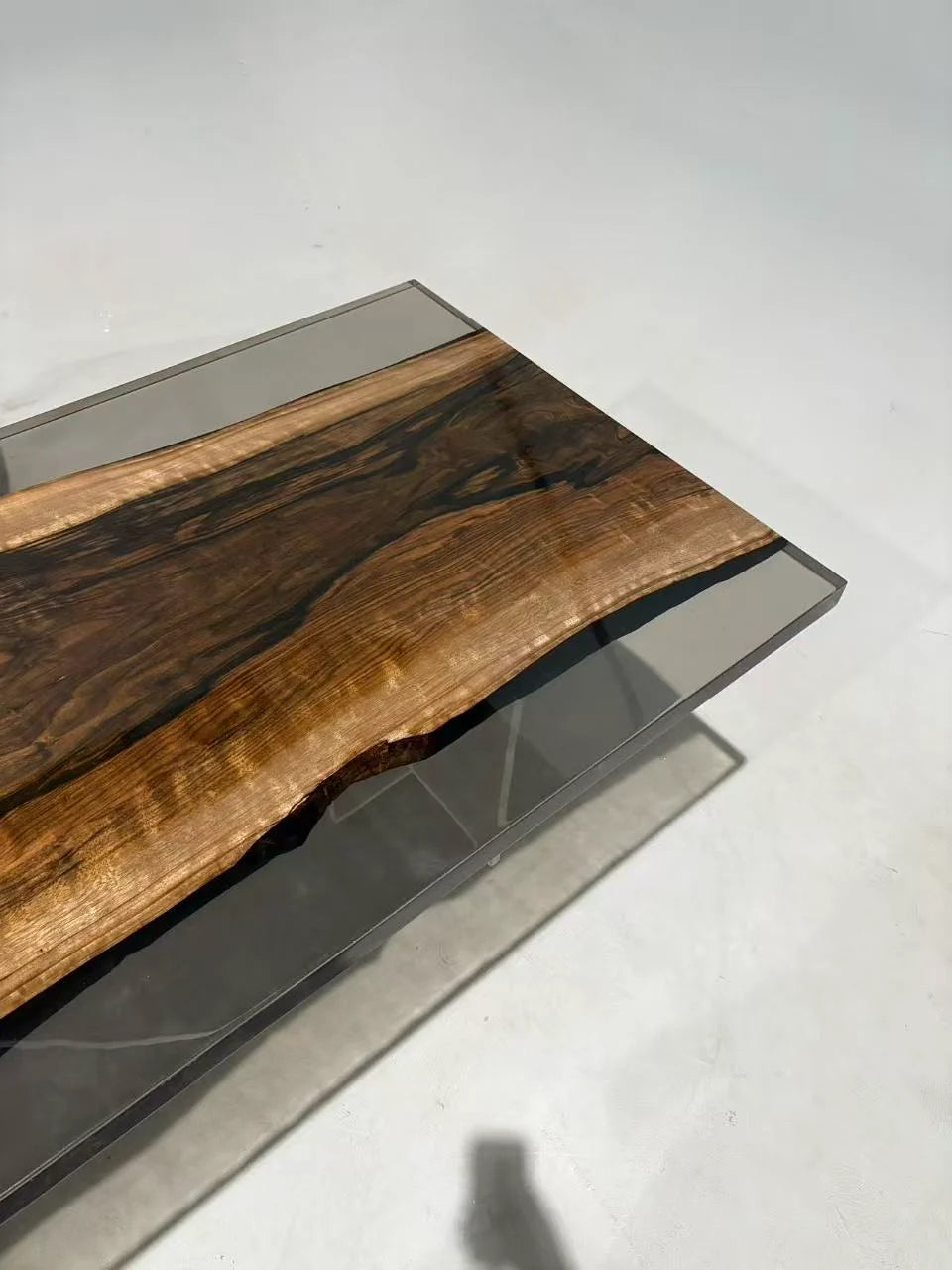 Aurora In Stock 35" x 94" x 2" Luxury Asian Black Walnut Epoxy Live Edge Table ATD0113