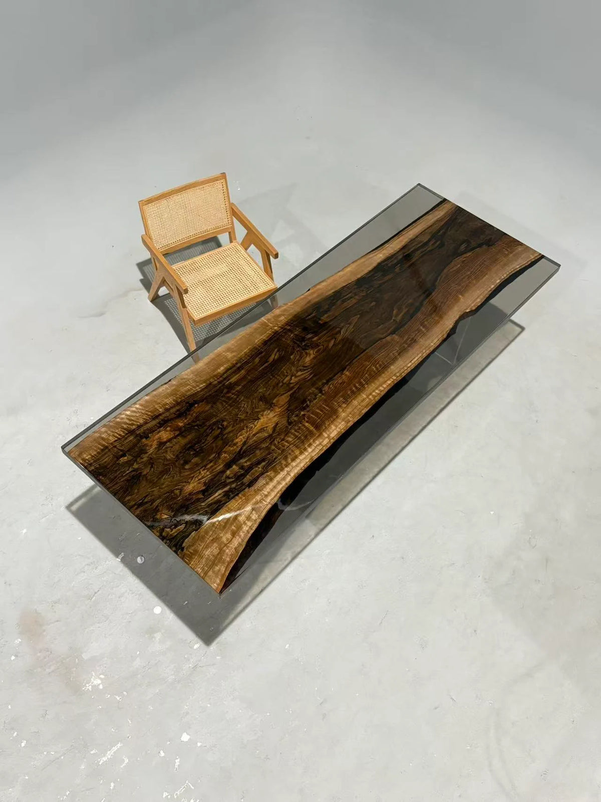 Aurora In Stock 35" x 94" x 2" Luxury Asian Black Walnut Epoxy Live Edge Table ATD0113
