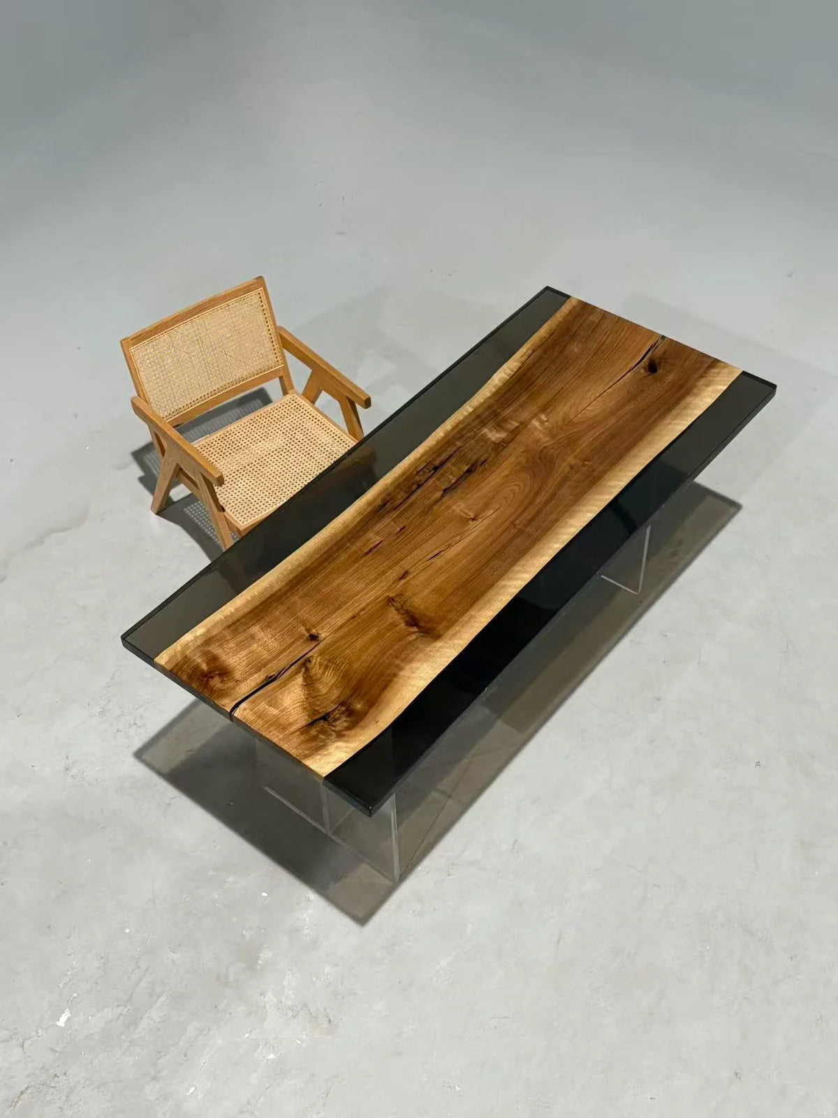 Aurora In Stock 31" x 71" x 1.5" Luxury Asian Black Walnut Epoxy Live Edge Table ATD0114 (Minor Imperfection)