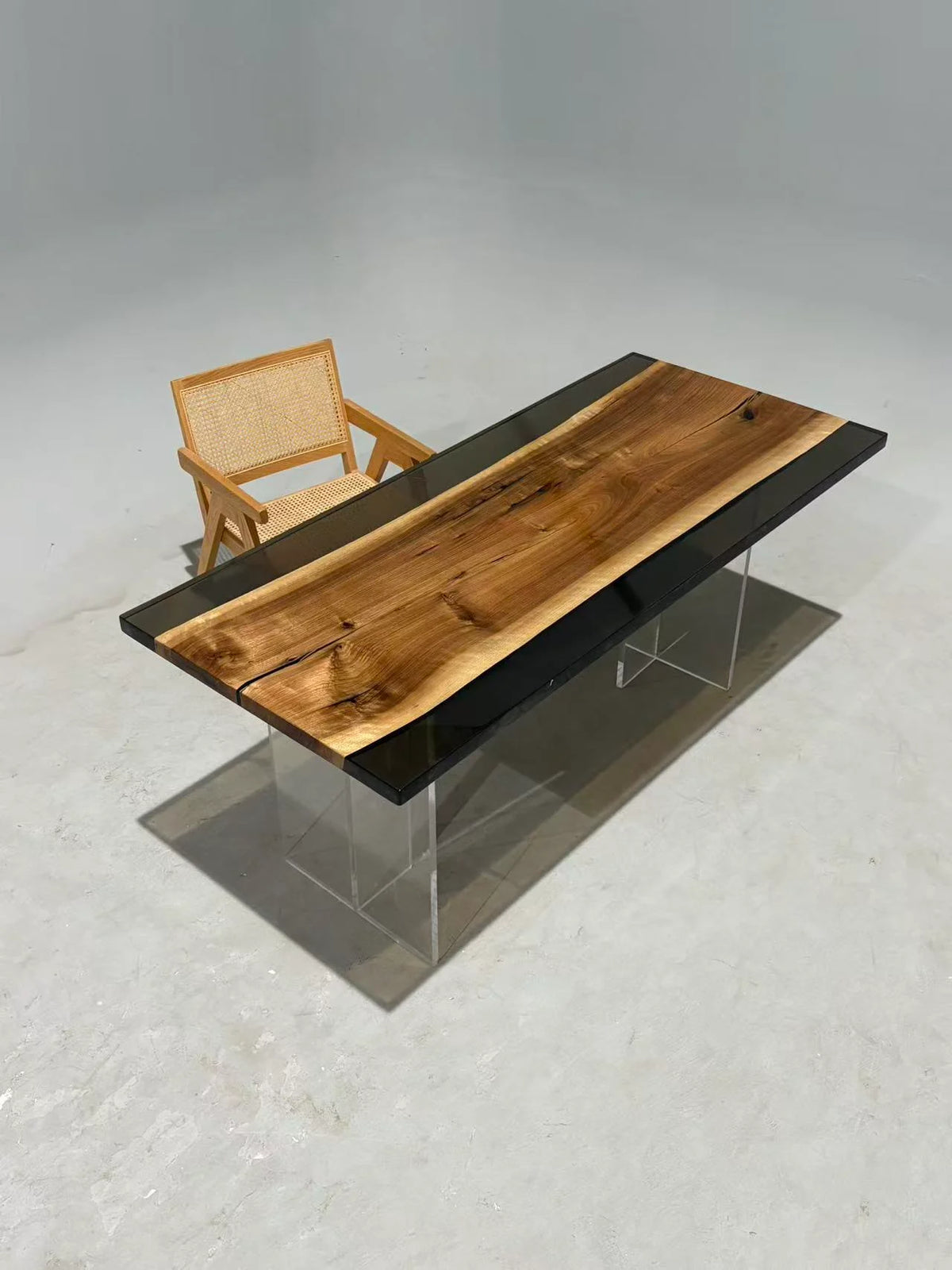 Aurora In Stock 31" x 71" x 1.5" Luxury Asian Black Walnut Epoxy Live Edge Table ATD0114 (Minor Imperfection)