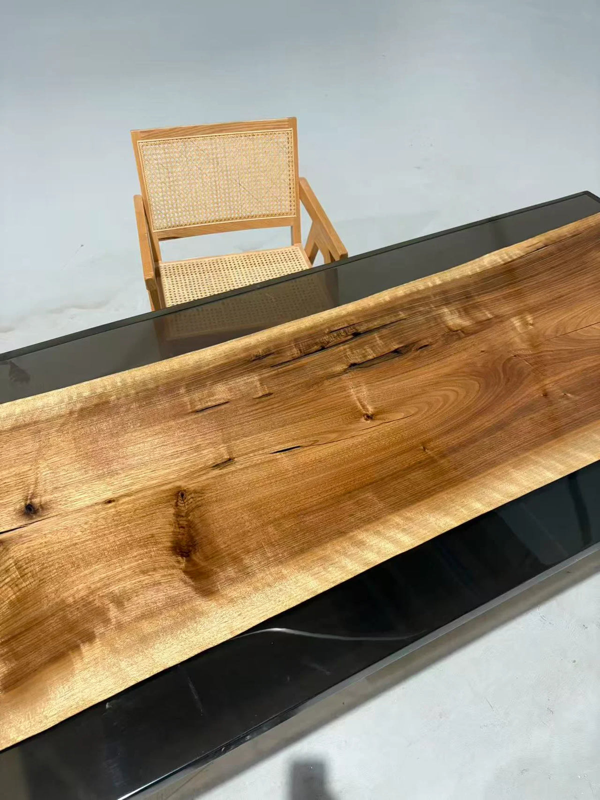 Aurora In Stock 31" x 71" x 1.5" Luxury Asian Black Walnut Epoxy Live Edge Table ATD0114 (Minor Imperfection)