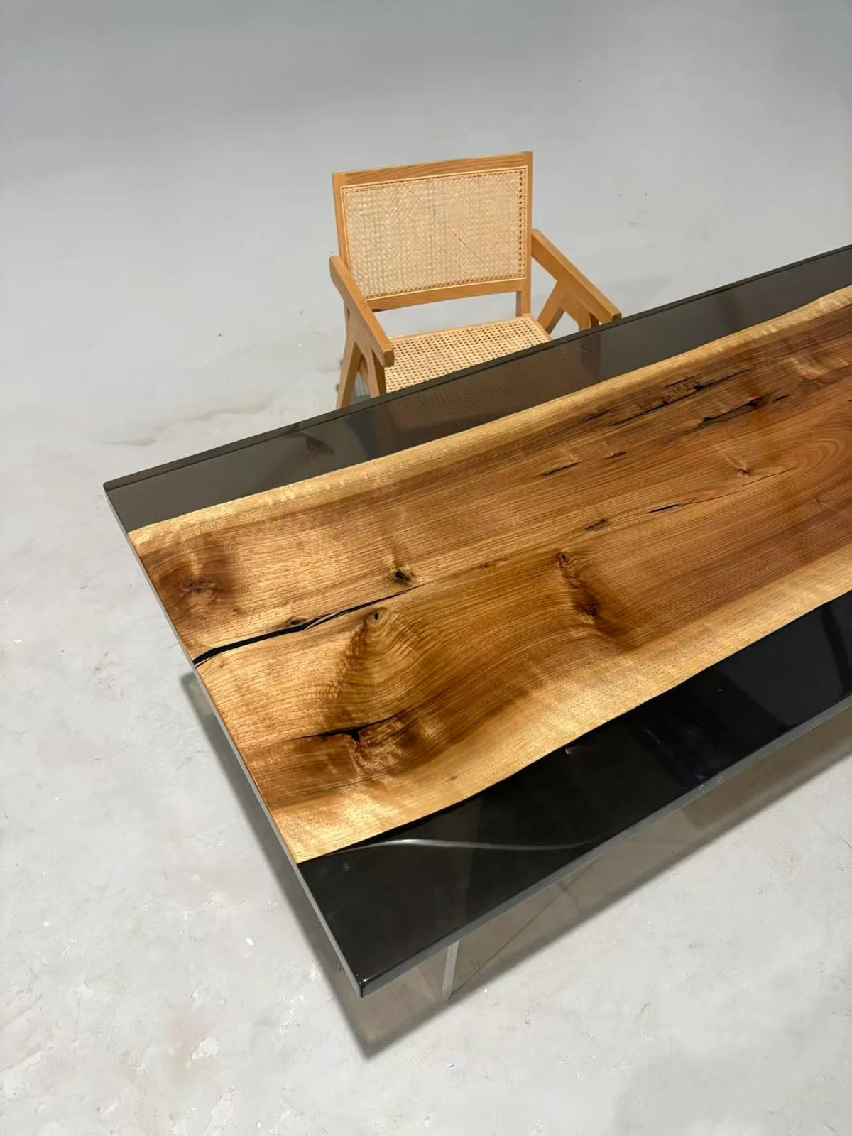 Aurora In Stock 31" x 71" x 1.5" Luxury Asian Black Walnut Epoxy Live Edge Table ATD0114 (Minor Imperfection)