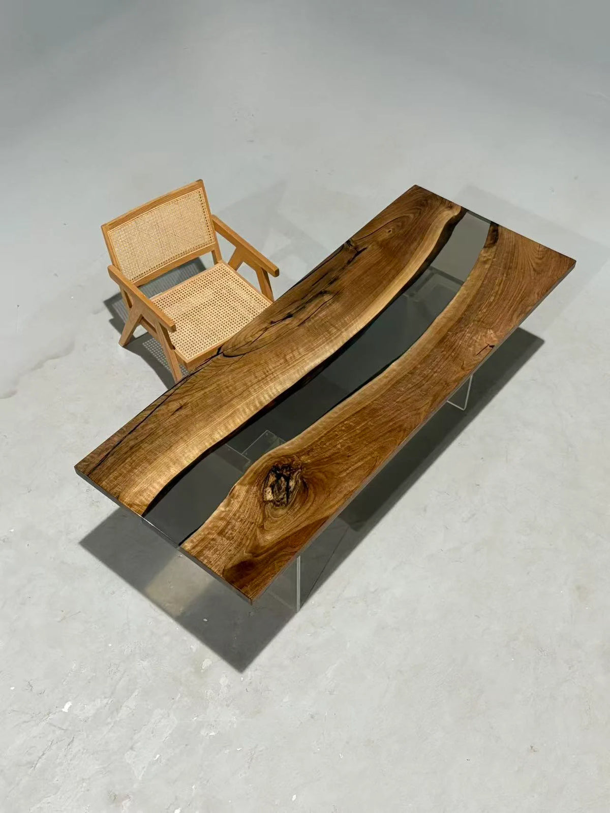 Aurora In Stock 31" x 79" x 1.5" Luxury Asian Black Walnut Epoxy River Table ATD0115