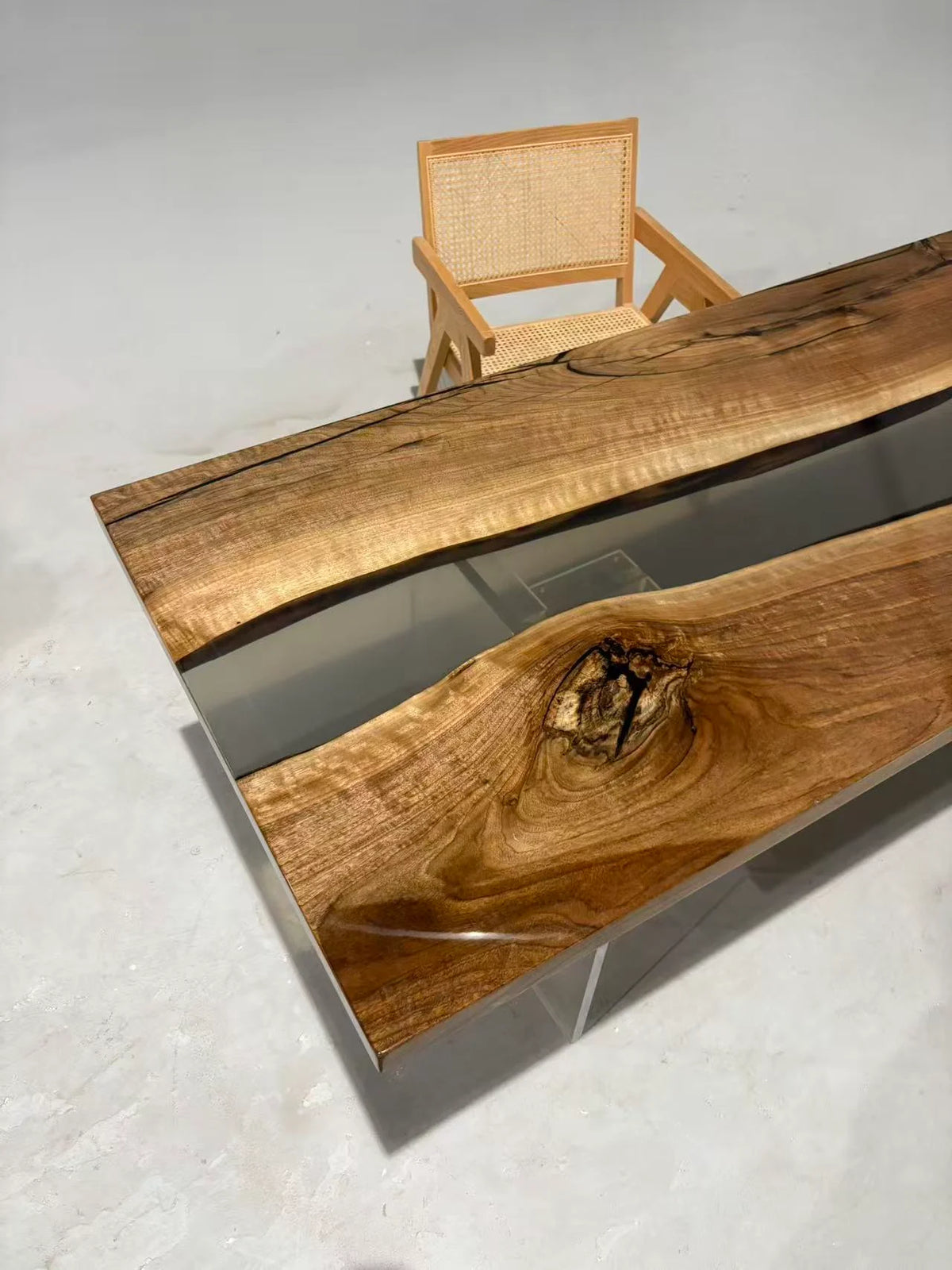 Aurora In Stock 31" x 79" x 1.5" Luxury Asian Black Walnut Epoxy River Table ATD0115