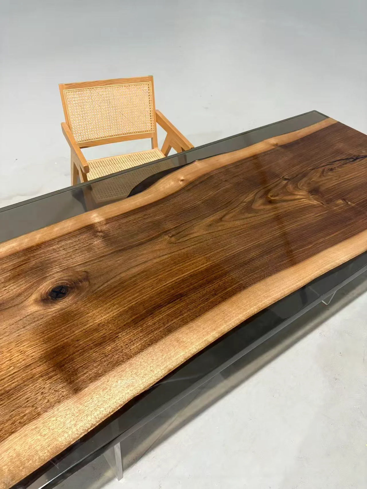 Aurora In Stock 31" x 71" x 1.5" Luxury Asian Black Walnut Epoxy Live Edge Table ATD0117