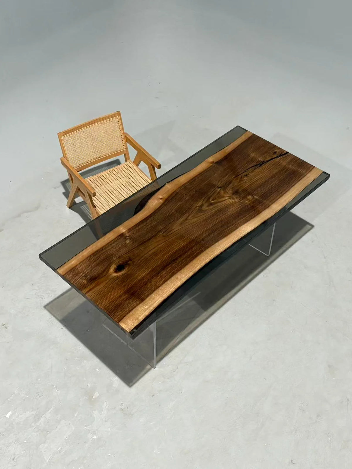 Aurora In Stock 31" x 71" x 1.5" Luxury Asian Black Walnut Epoxy Live Edge Table ATD0117